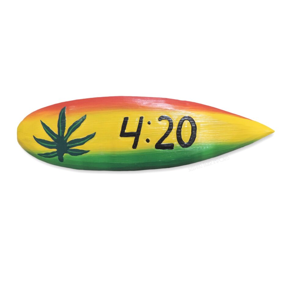 4:20 small wood surfboard sign