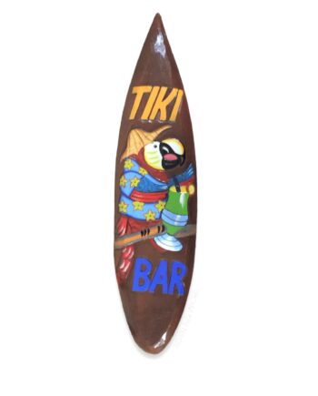 tiki bar parrot wall hanging wood surf sign