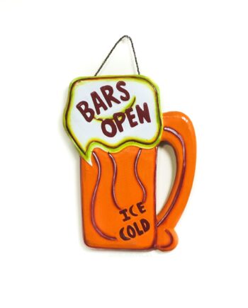 Bars open wood beer mug sign - sleepingtigerimports.com