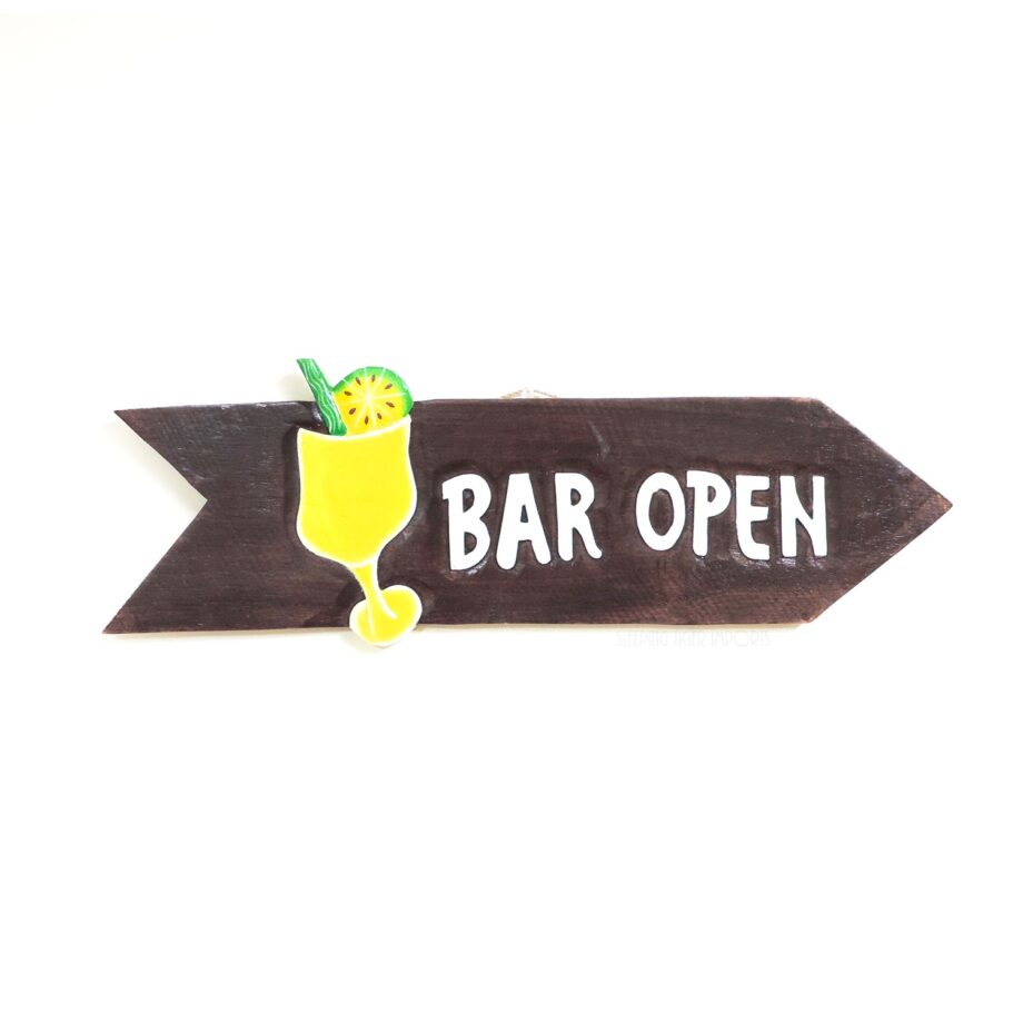 Bar open arrow wood sign - sleepingtigerimports.com